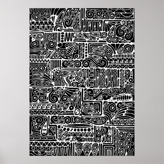 Zwart-wit geometrische kunst 2 poster (Voorkant)