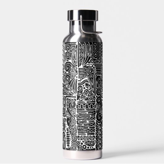 Zwart-wit geometrische kunst 2 waterfles (Links)