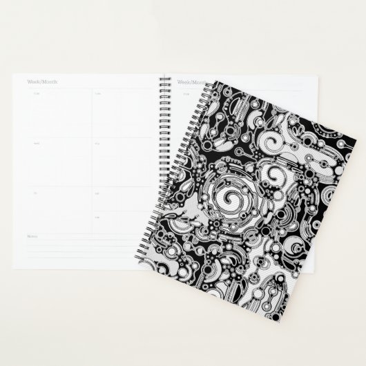 Zwart-wit geometrische kunst 3 planner (Display)