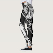 Zwart-wit geometrische kunst 4 leggings (Links)