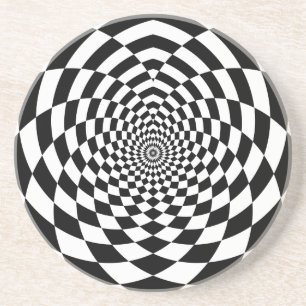 Zwart-wit geometrische kunst zandsteen onderzetter