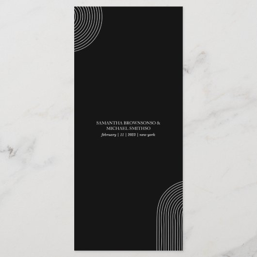 Zwart-wit Geometrische lijn Art Eenvoudig menu (Achterkant)