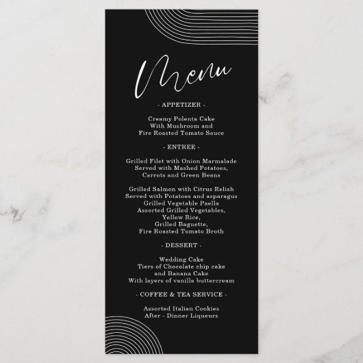 Zwart-wit Geometrische lijn Art Eenvoudig menu (Voorkant)