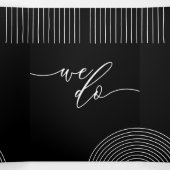 Zwart Wit Geometrische Lijn Kunst Moderne Bruiloft Drieluik Kaart (Binnenkant midden)