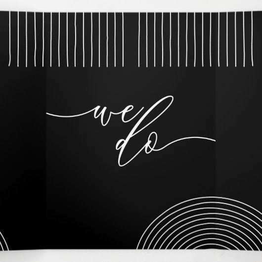 Zwart Wit Geometrische Lijn Kunst Moderne Bruiloft Drieluik Kaart (Binnenkant midden)