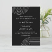Zwart-wit Geometrische Lijn Minimale Bruiloft Kaart (Staand voorkant)