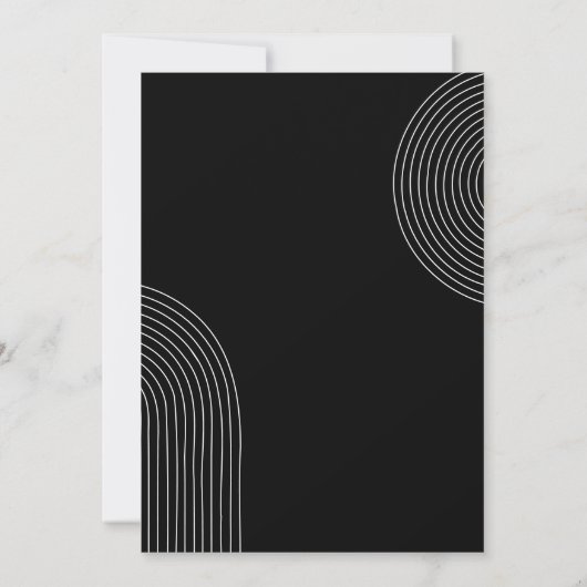 Zwart-wit Geometrische Lijn Minimale Bruiloft Kaart (Achterkant)