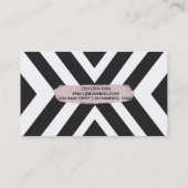 Zwart Wit Geometrische Lijnen Chique Roze Borstel Visitekaartje (Achterkant)