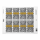 Zwart-wit geometrische lijnen en gouden wijnlabel etiket (Full Sheet)