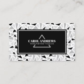 Zwart & Wit Geometrische Make-up Artiest Wimpers B Visitekaartje (Achterkant)