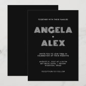 Zwart-wit Geometrische Retro Namen Bruiloft Kaart (Voorkant / Achterkant)