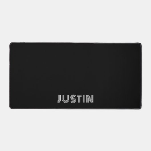 Zwart-wit Geometrische Retro Style Voornaam Bureaumat (Voorkant)