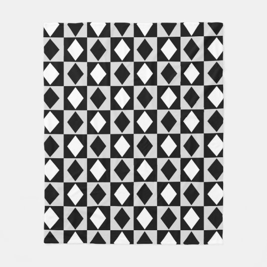 Zwart Wit Geometrische Rhombus Diamant Fleece Deken (Voorkant)