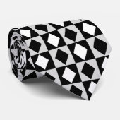 Zwart Wit Geometrische Rhombus Diamant Stropdas (Opgerold)