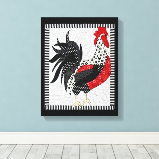 Zwart-wit Geometrische Rooster 11" x 14" Canvas Afdruk (Insitu (Houten vloer))