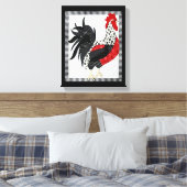 Zwart-wit Geometrische Rooster 11" x 14" Canvas Afdruk (Insitu (Slaapkamer))