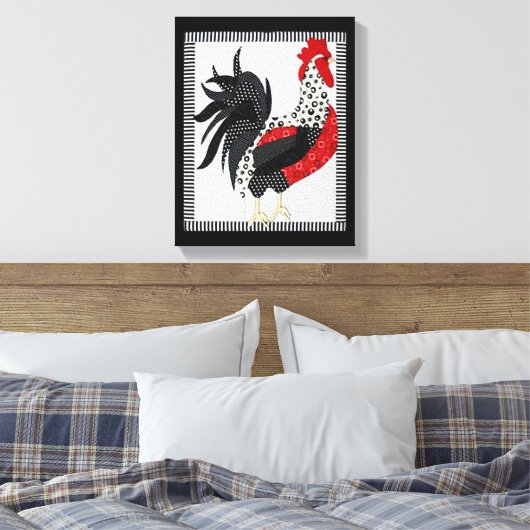Zwart-wit Geometrische Rooster 11" x 14" Canvas Afdruk (Insitu (Slaapkamer))
