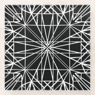 Zwart-wit geometrische symmetrie glazen onderzetter