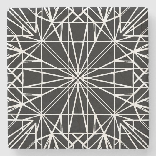 Zwart-wit geometrische symmetrie stenen onderzetter (Voorkant)