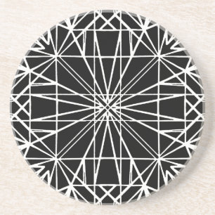 Zwart-wit geometrische symmetrie zandsteen onderzetter