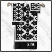 Zwart-wit Geometrische Tribal Stripe Print Bad Handdoek