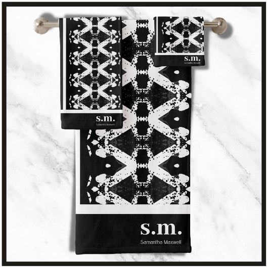 Zwart-wit Geometrische Tribal Stripe Print Bad Handdoek