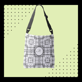 Zwart-wit geometrische vierkante schoudertas of crossbody tas
