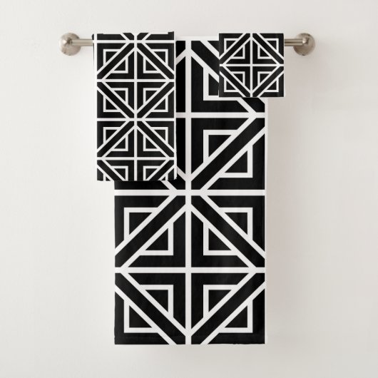 Zwart-wit geometrische vormen bad handdoek (Insitu)