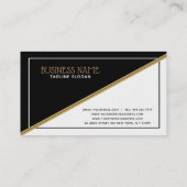 Zwart-wit geometrische vormen gouden streep visitekaartje (Achterkant)