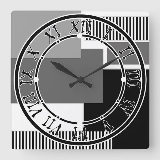Zwart-wit geometrische vormen vierkante klok (Voorkant)