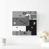 Zwart-wit geometrische vormen vierkante klok (Huis)