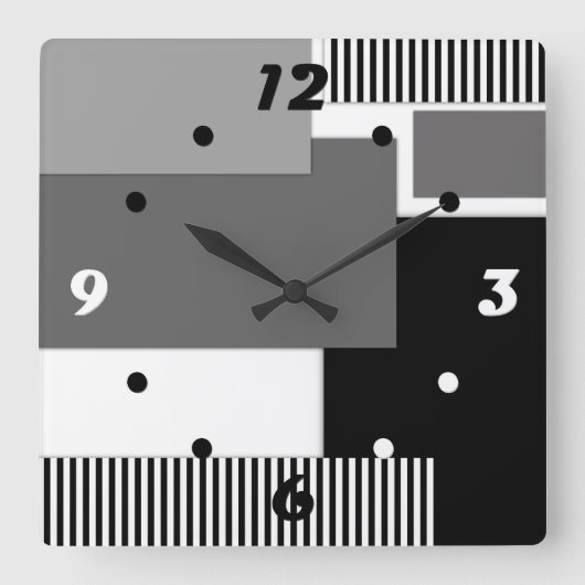 Zwart-wit geometrische vormen vierkante klok (Voorkant)