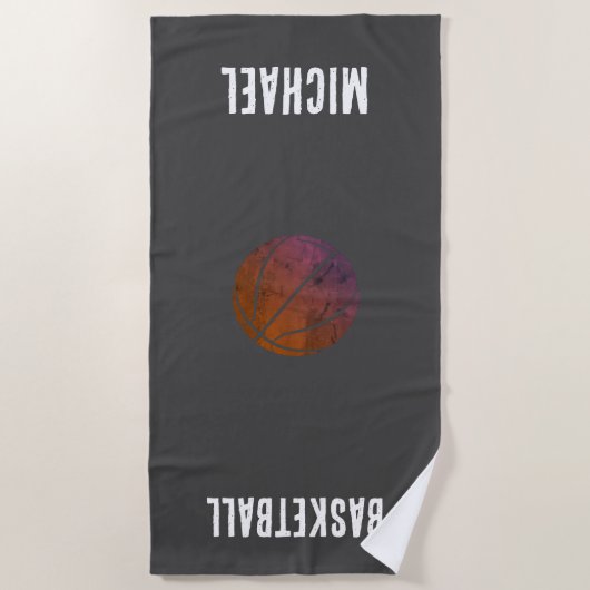 Zwart-wit gepersonaliseerd basketbal strandlaken (Voorkant)