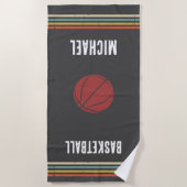  zwart-wit gepersonaliseerd basketbal strandlaken (Voorkant)