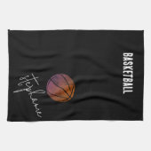 Zwart-wit gepersonaliseerd basketbal theedoek (Horizontaal)