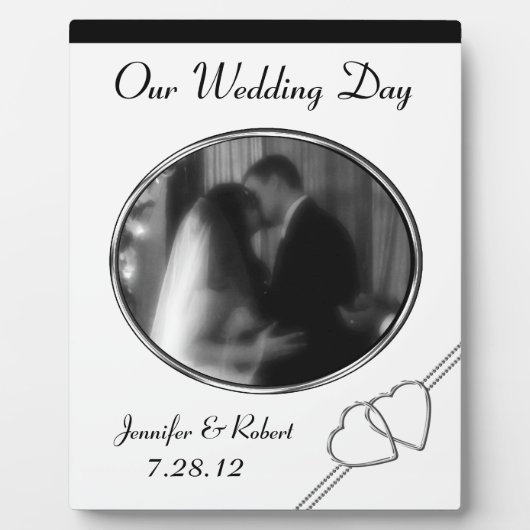 Zwart-wit gepersonaliseerd bruiloft fotoplaat (Voorkant)