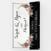 Zwart & Wit Gepersonaliseerd (Dag van) Bruiloft Ba Spandoek (Verticaal)