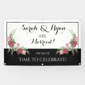 Zwart & Wit Gepersonaliseerd (Dag van) Bruiloft Ba Spandoek (Horizontaal)