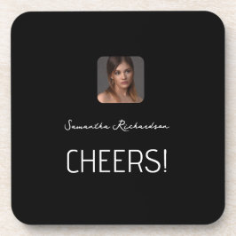 Zwart-wit gepersonaliseerd fotonaamscript bier onderzetter