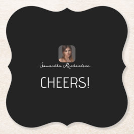 Zwart-wit gepersonaliseerd fotonaamscript kartonnen onderzetters