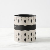 Zwart Wit Gepersonaliseerd Groot Diamantpatroon Mok (Midden)