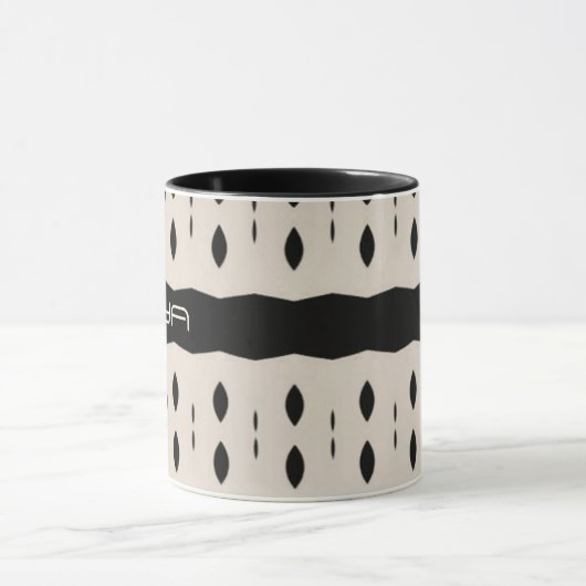 Zwart Wit Gepersonaliseerd Groot Diamantpatroon Mok (Midden)