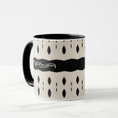 Zwart Wit Gepersonaliseerd Groot Diamantpatroon Mok (Voorkant links)