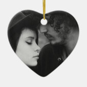 Zwart-wit gepersonaliseerd hart monogrammed keramisch ornament (Voorkant)