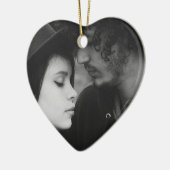 Zwart-wit gepersonaliseerd hart monogrammed keramisch ornament (Links)