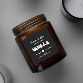 Zwart-wit gepersonaliseerd kaarsenlabel vierkante sticker