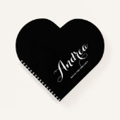 Zwart-wit gepersonaliseerd kalligrafiescript notitieboek (Voorkant)