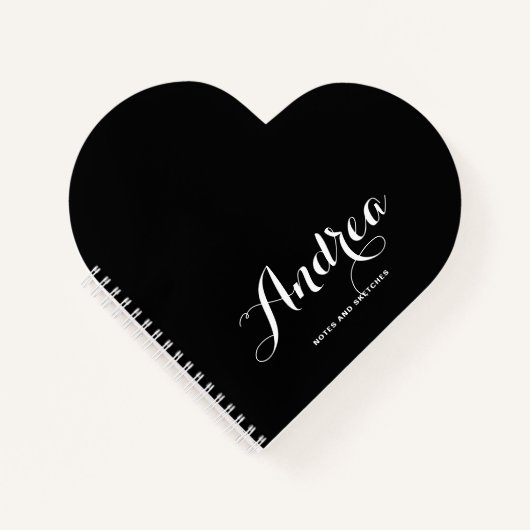 Zwart-wit gepersonaliseerd kalligrafiescript notitieboek (Voorkant)