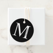Zwart-wit gepersonaliseerd monogram en naam fav bedankjes labels (In situ)