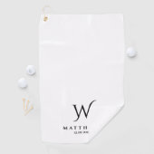 Zwart-wit Gepersonaliseerd Monogram en Naam Go Golfhanddoek (Insitu)